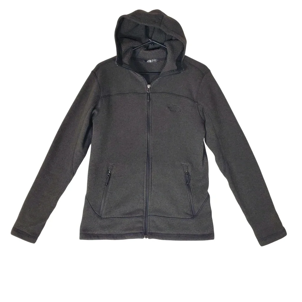 The North Face Mens Gray Sweater Fleece Full Zip Hooded Jacket Charcoal Heather